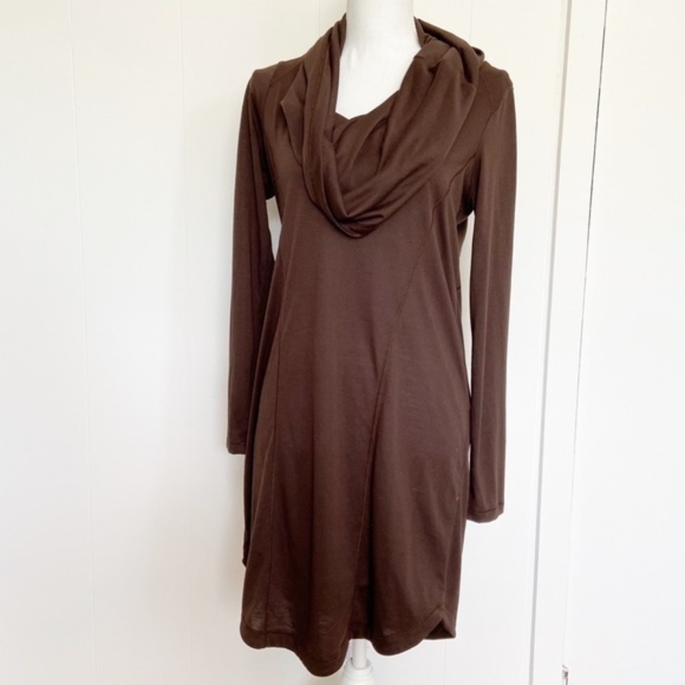 Lole linen blend brown cowl‎ neck dress M